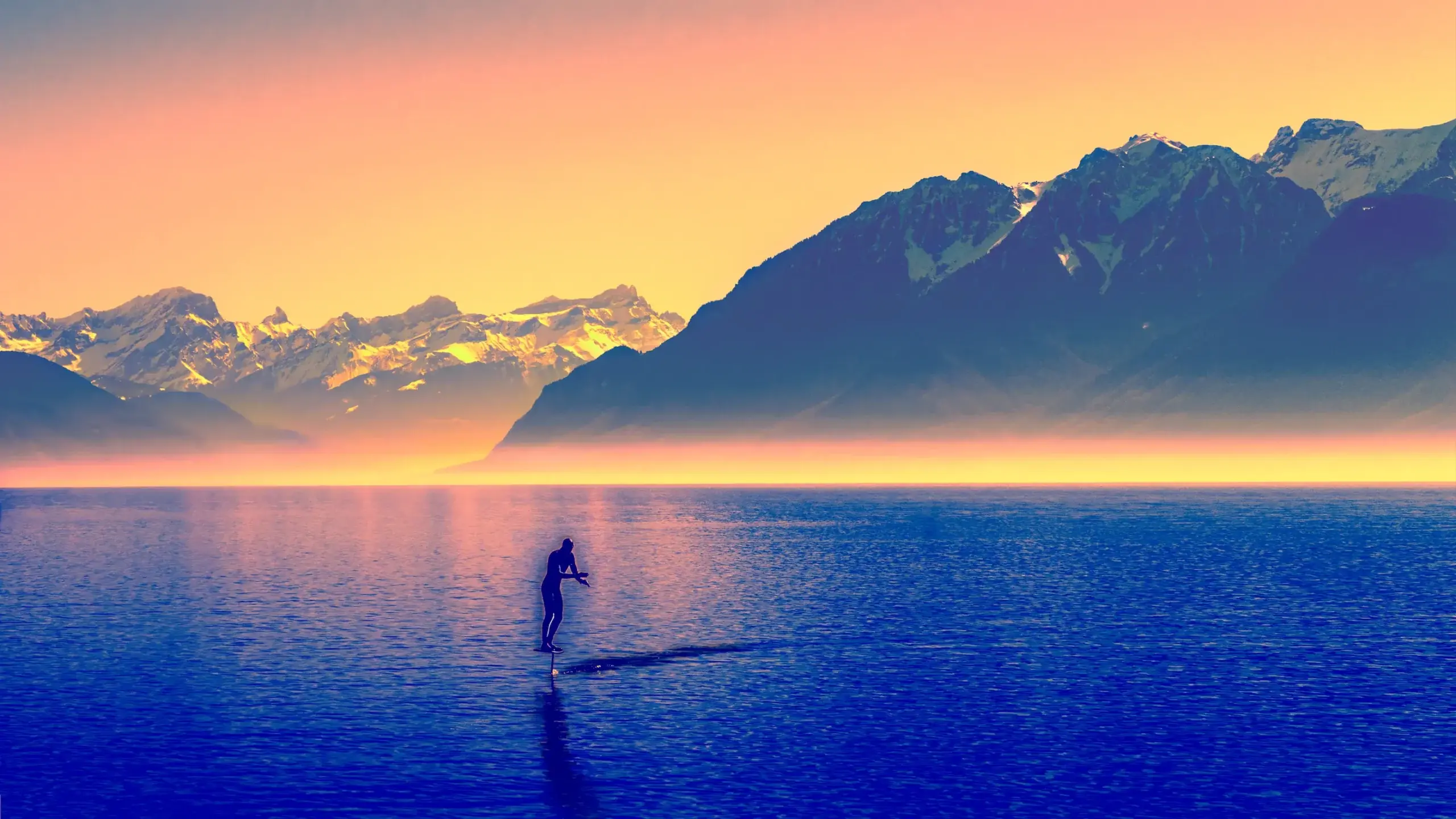 The Crossing, Chromatic Twin — Lake Geneva · Switzerland. Limited edition fine art photographic print by OneArtPix.